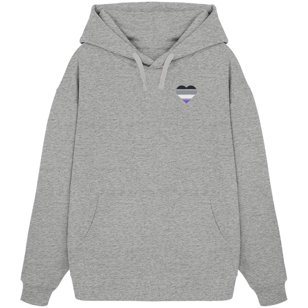 Organic Oversize Hoodie mit Herz Stick - Asexual