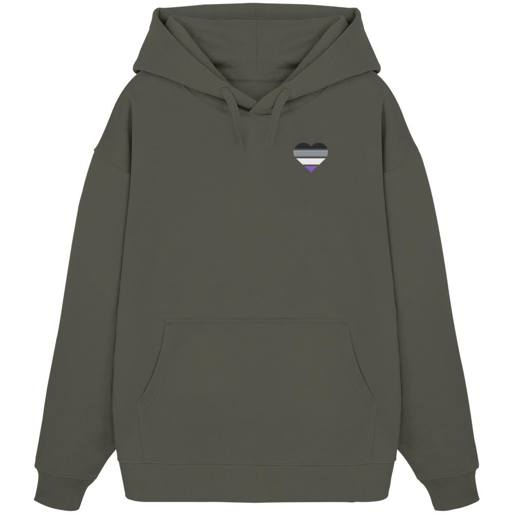 Organic Oversize Hoodie mit Herz Stick - Asexual