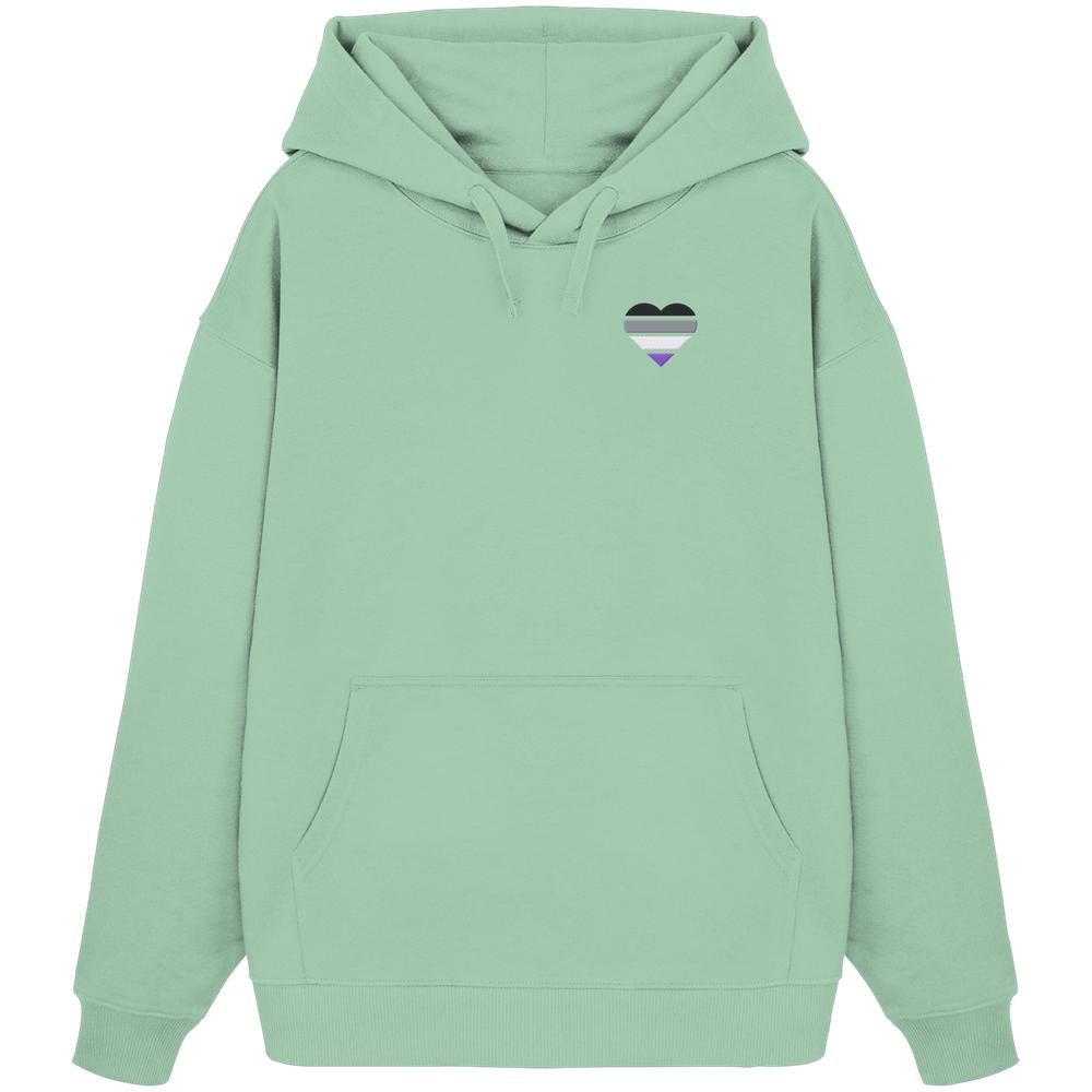 Organic Oversize Hoodie mit Herz Stick - Asexual