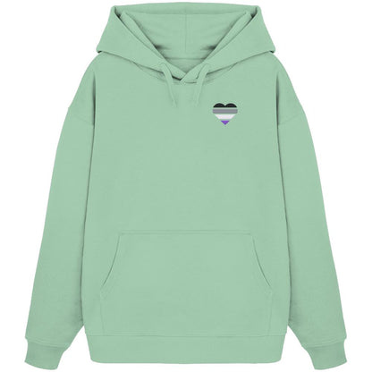 Organic Oversize Hoodie mit Herz Stick - Asexual