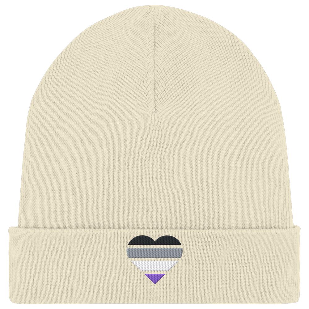 Organic Rib Beanie mit Herz Stick - Asexual