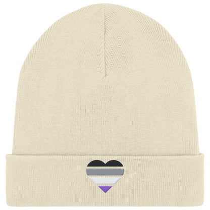 Organic Rib Beanie mit Herz Stick - Asexual