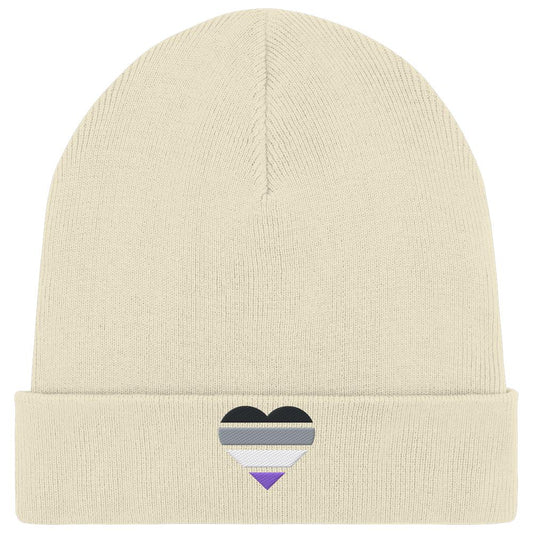 Organic Rib Beanie mit Herz Stick - Asexual