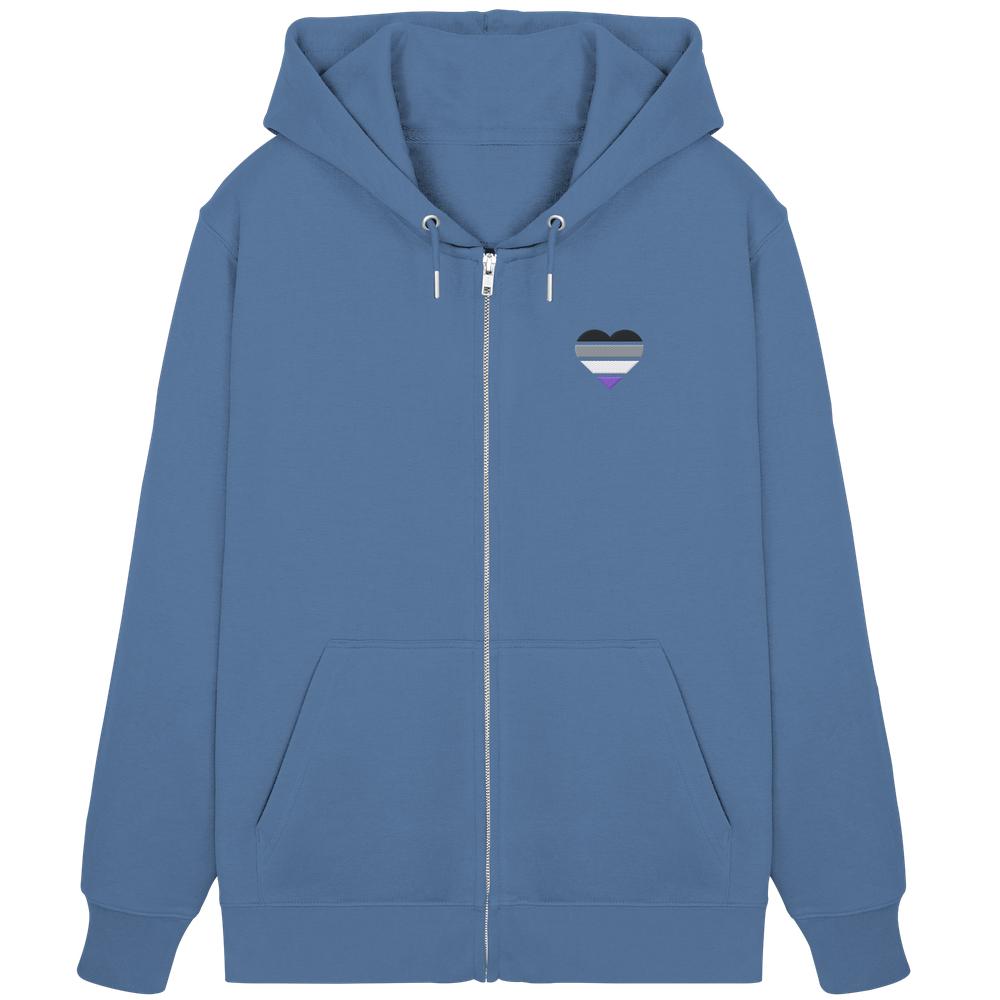 Organic Zipper mit Herz Stick - Asexual