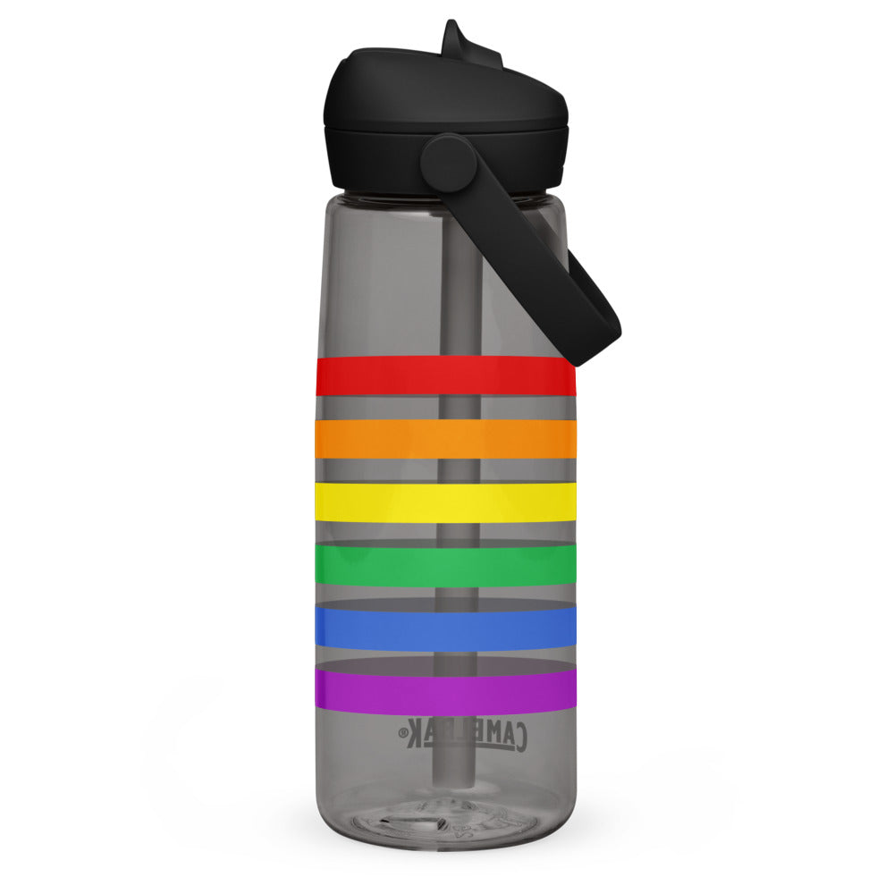 Wasserflasche mit umklappbarem Trinkhalm - Pride Flag