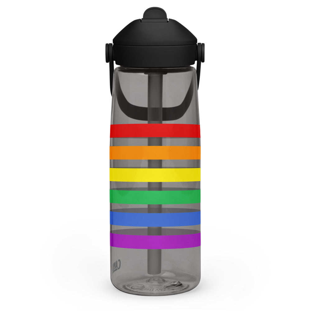 Wasserflasche mit umklappbarem Trinkhalm - Pride Flag