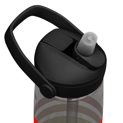 Wasserflasche mit Trinkhalm und Flagge - Pride