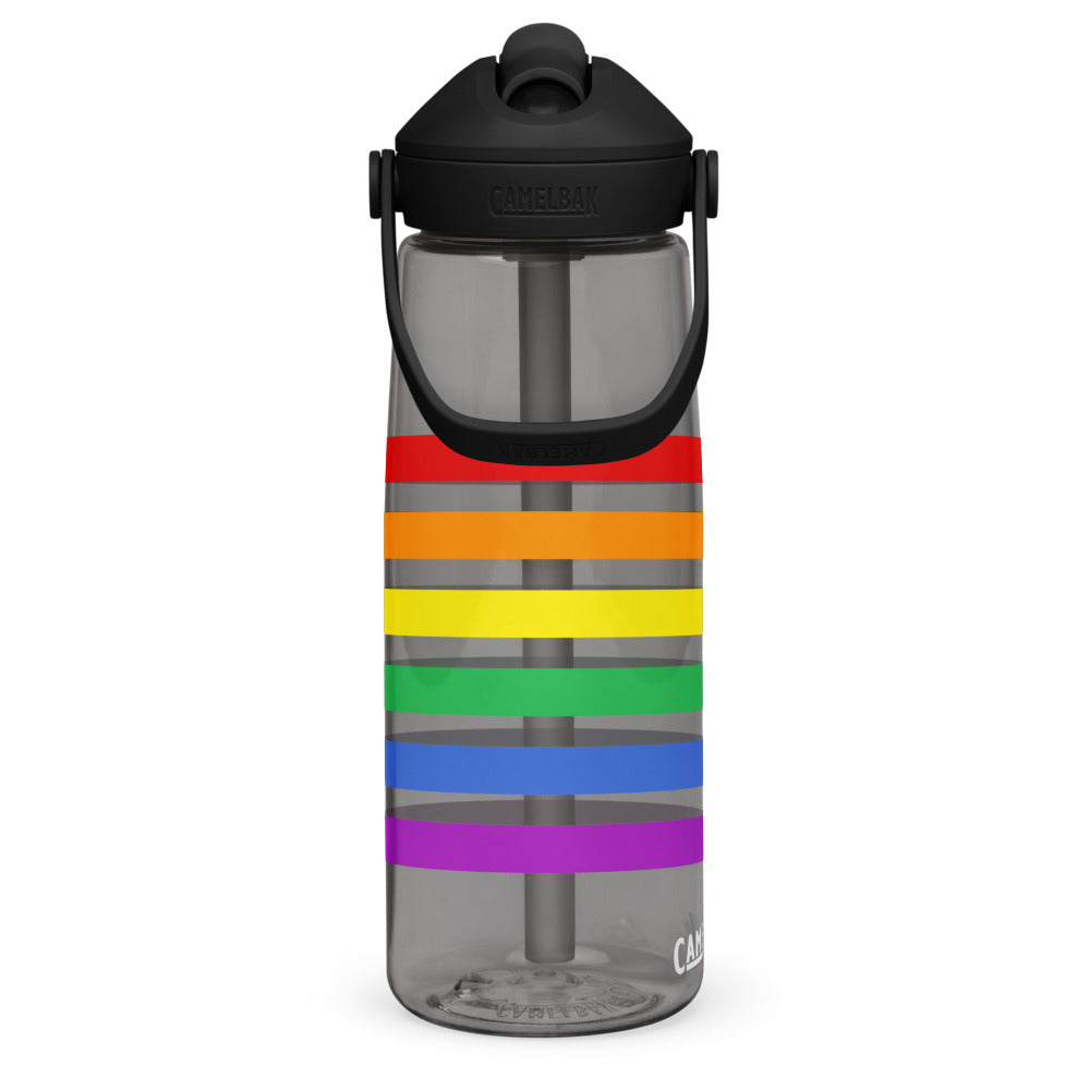 Wasserflasche mit umklappbarem Trinkhalm - Pride Flag