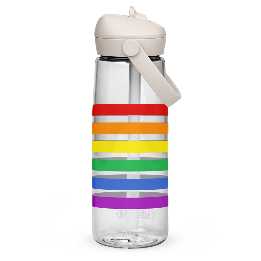 Wasserflasche mit umklappbarem Trinkhalm - Pride Flag