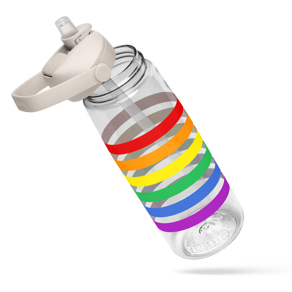 Wasserflasche mit umklappbarem Trinkhalm - Pride Flag