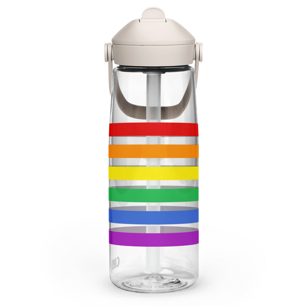 Wasserflasche mit umklappbarem Trinkhalm - Pride Flag