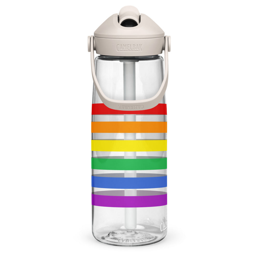 Wasserflasche mit umklappbarem Trinkhalm - Pride Flag
