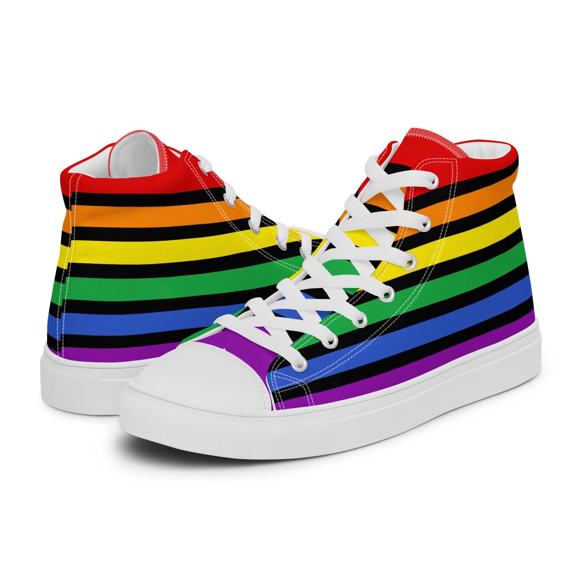 High-Top Leinenschuhe - Pride Flag