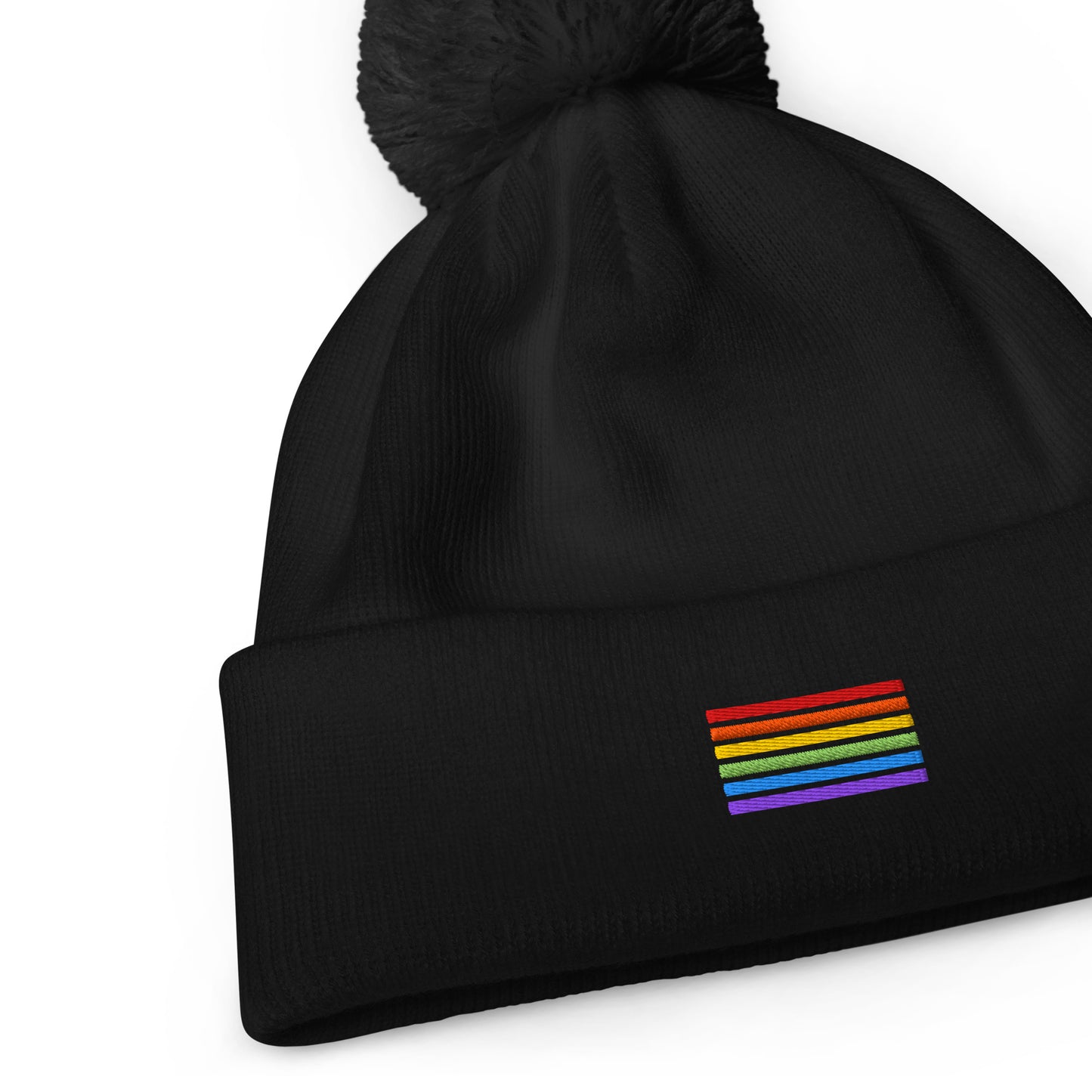 Bommel-Beanie – Pride Flag Patch