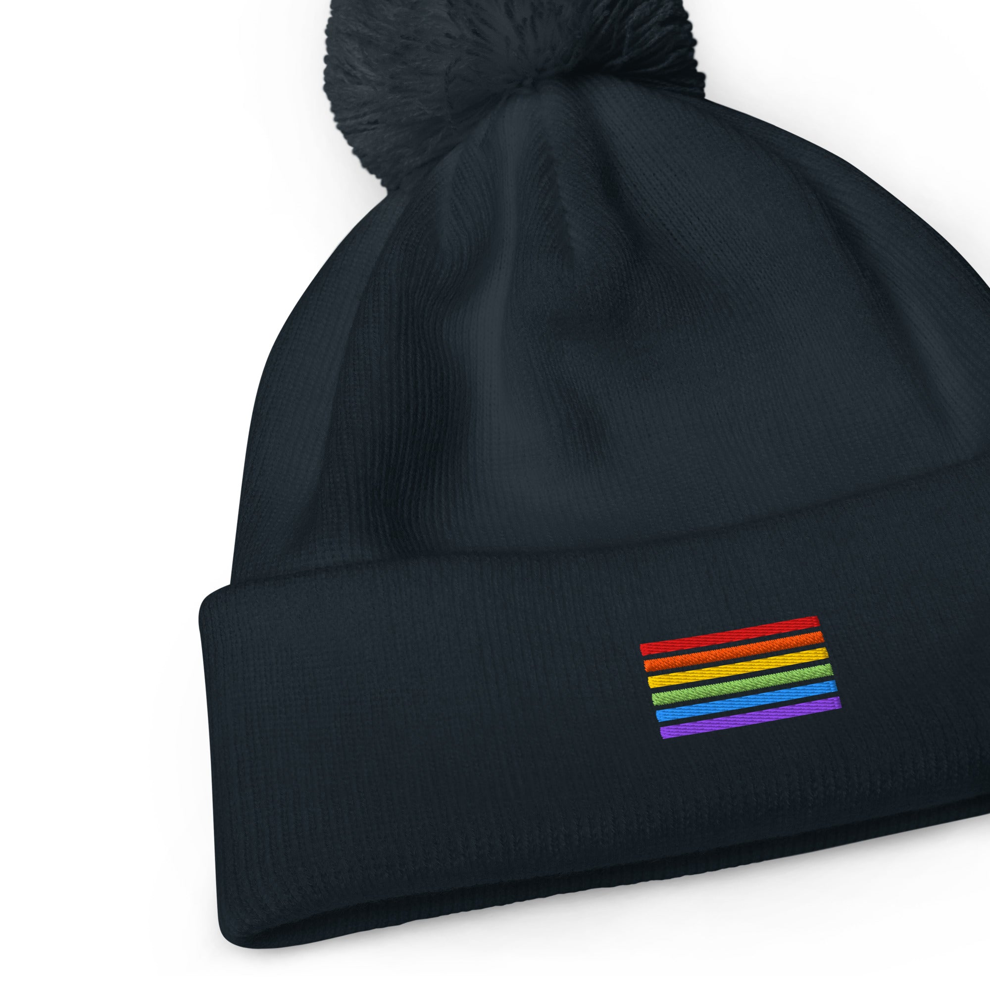 Bommel-Beanie – Pride Flag Patch