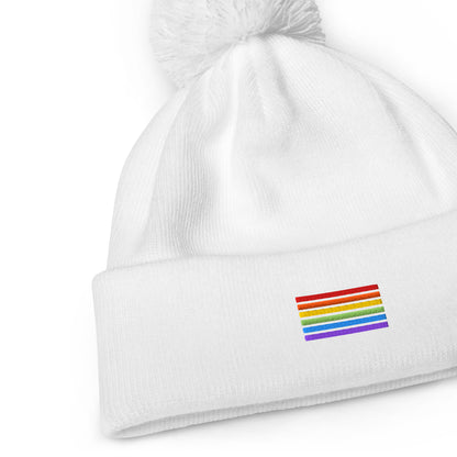 Bommel-Beanie – Pride Flag Patch